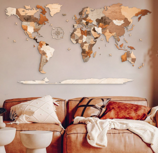 Fa puzzle térkép - világ, 200 x 110 cm