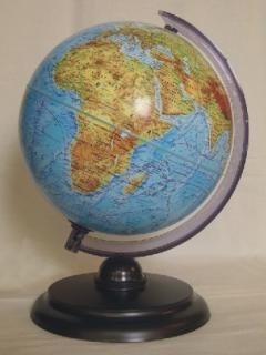 Földgömb 25 cm átmérőjű: Hegy-vízrajzi
