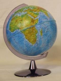 Földgömb 16 cm átmérőjű: Hegy-vízrajzi