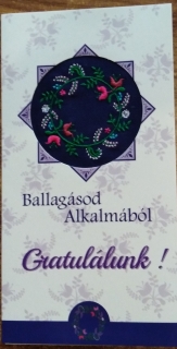 Hímzett képeslap: Ballagásod alkalmából gratulálunk! /lila/