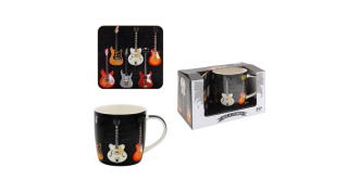 Zenei ajándéktárgy: Porcelán bögre, parafa poháralátéttel - Guitar