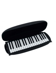 Zenei ajándéktárgy: Szemüvegtok, fekete, zongorabillenytű mintás