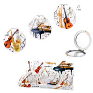 Zenei ajándéktárgy: Piperetükör, fehér, színes hangszermintás