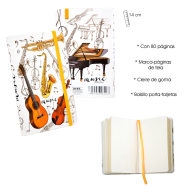 Zenei ajándéktárgy: Notesz, színes hangszerek mintával