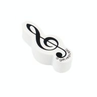 Zenei ajándéktárgy: Radír, violinkulcs alakú, fehér