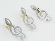 Zenei ajándéktárgy: Csipesz, violinkulcs alakú, ezüst /1 darab/